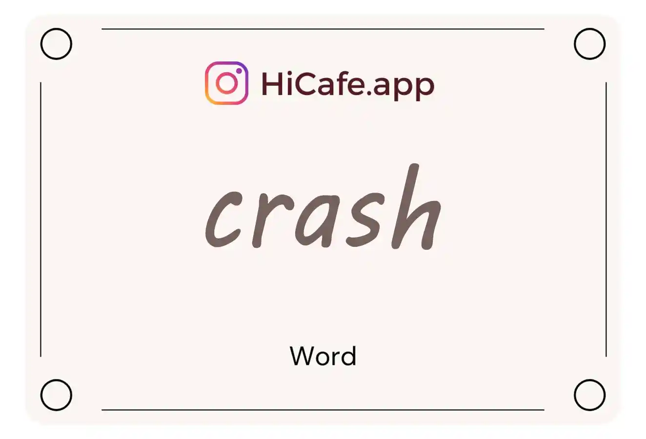 Meaning and usage of crash word