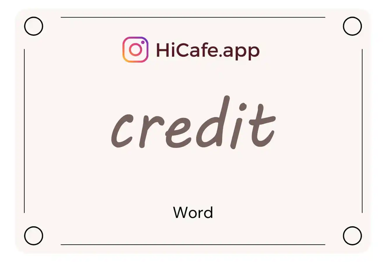 Meaning and usage of credit word