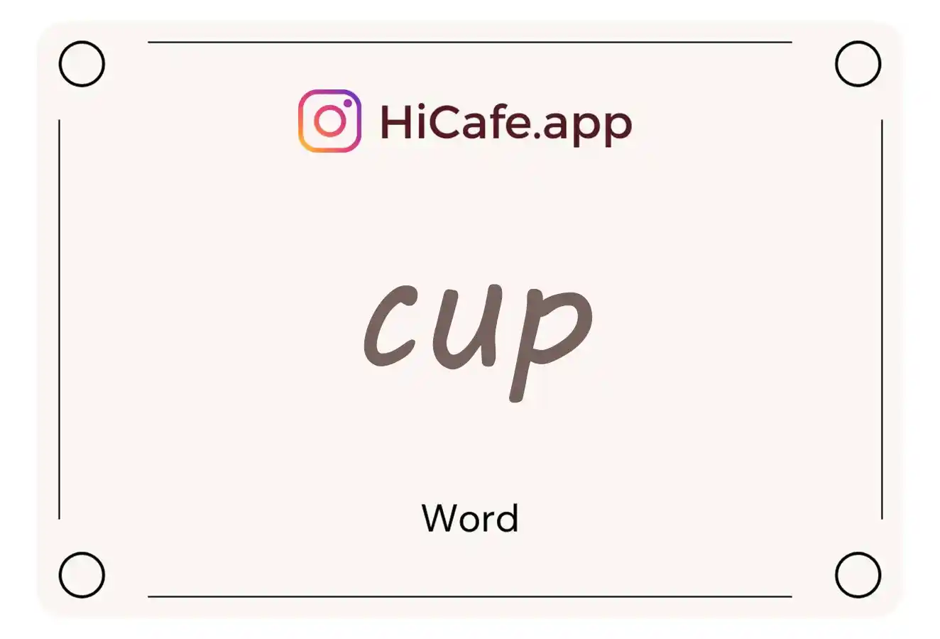 Meaning and usage of cup word