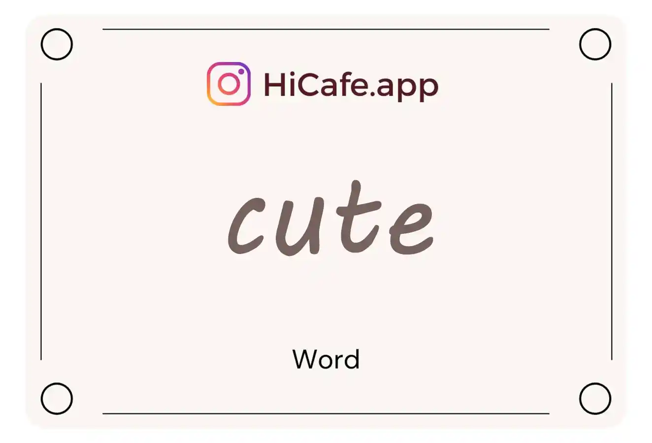 Meaning and usage of cute word