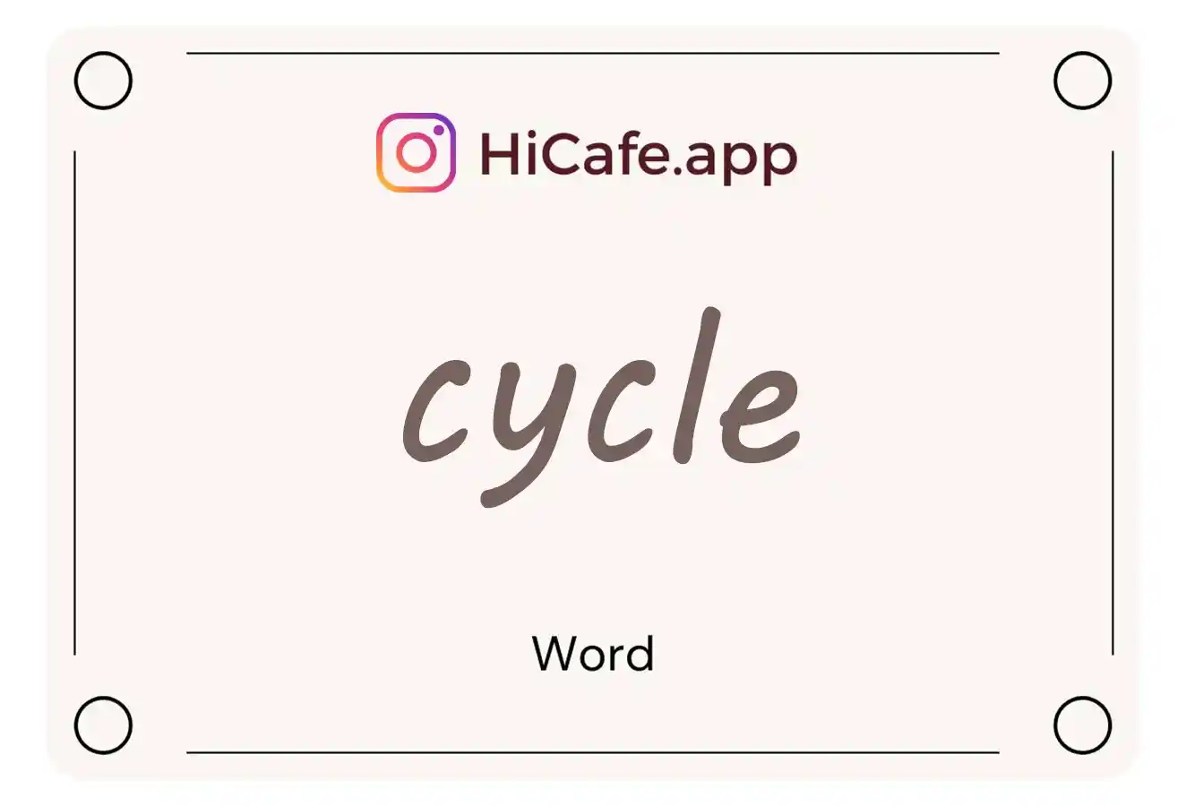 Meaning and usage of cycle word