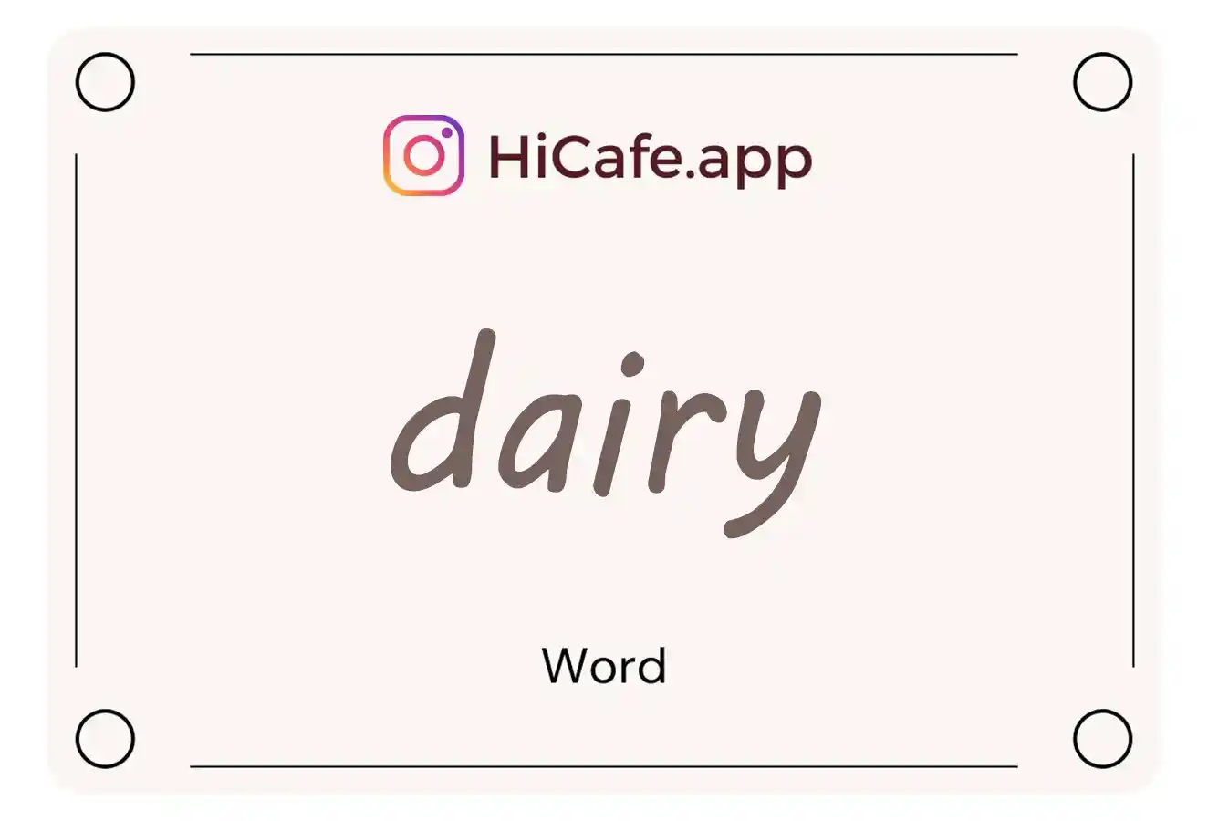 Meaning and usage of dairy word