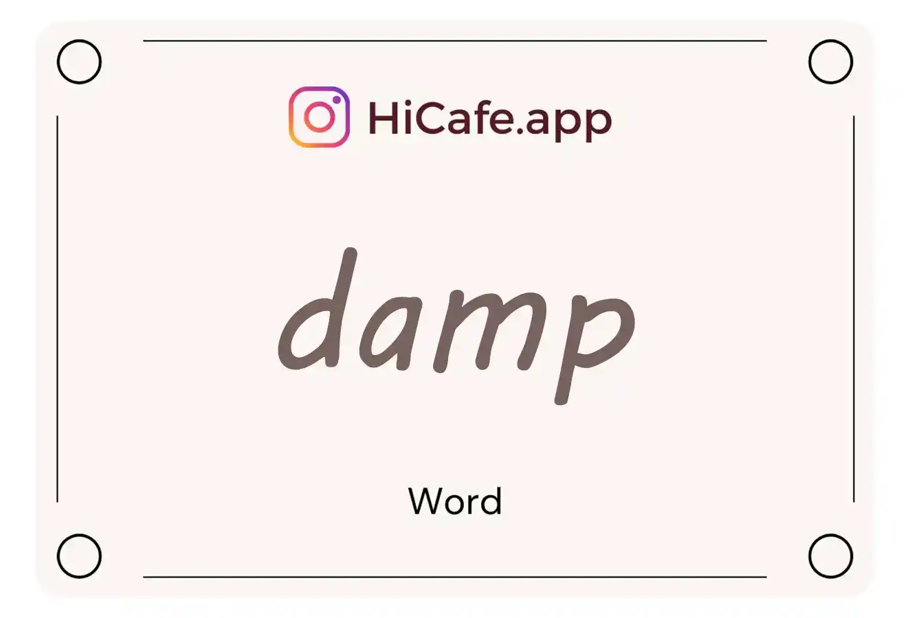 Meaning and usage of damp word