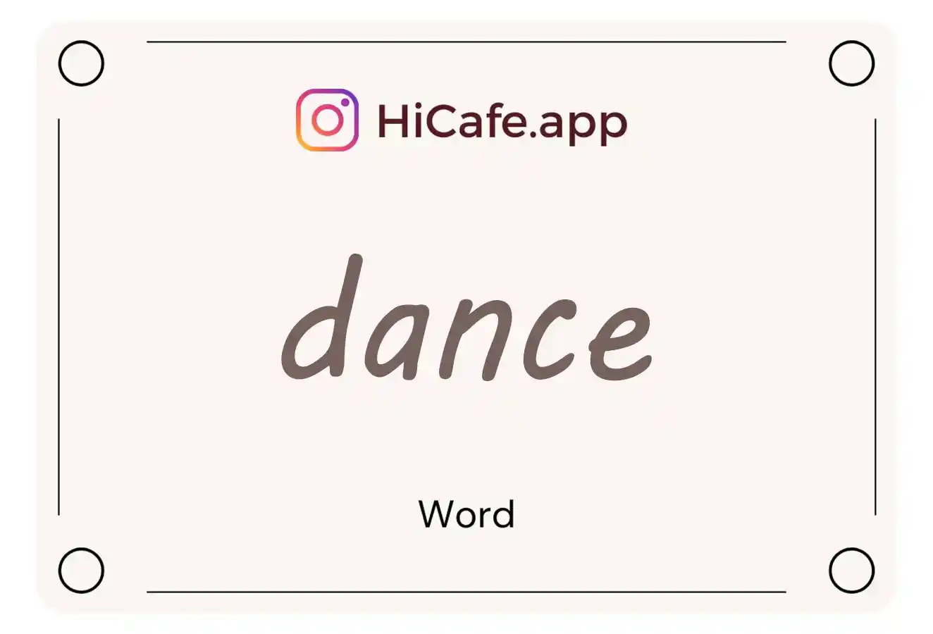 Meaning and usage of dance word