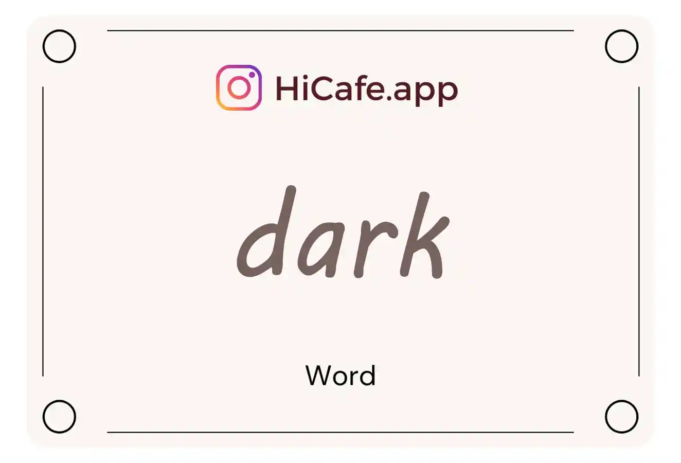 Meaning and usage of dark word