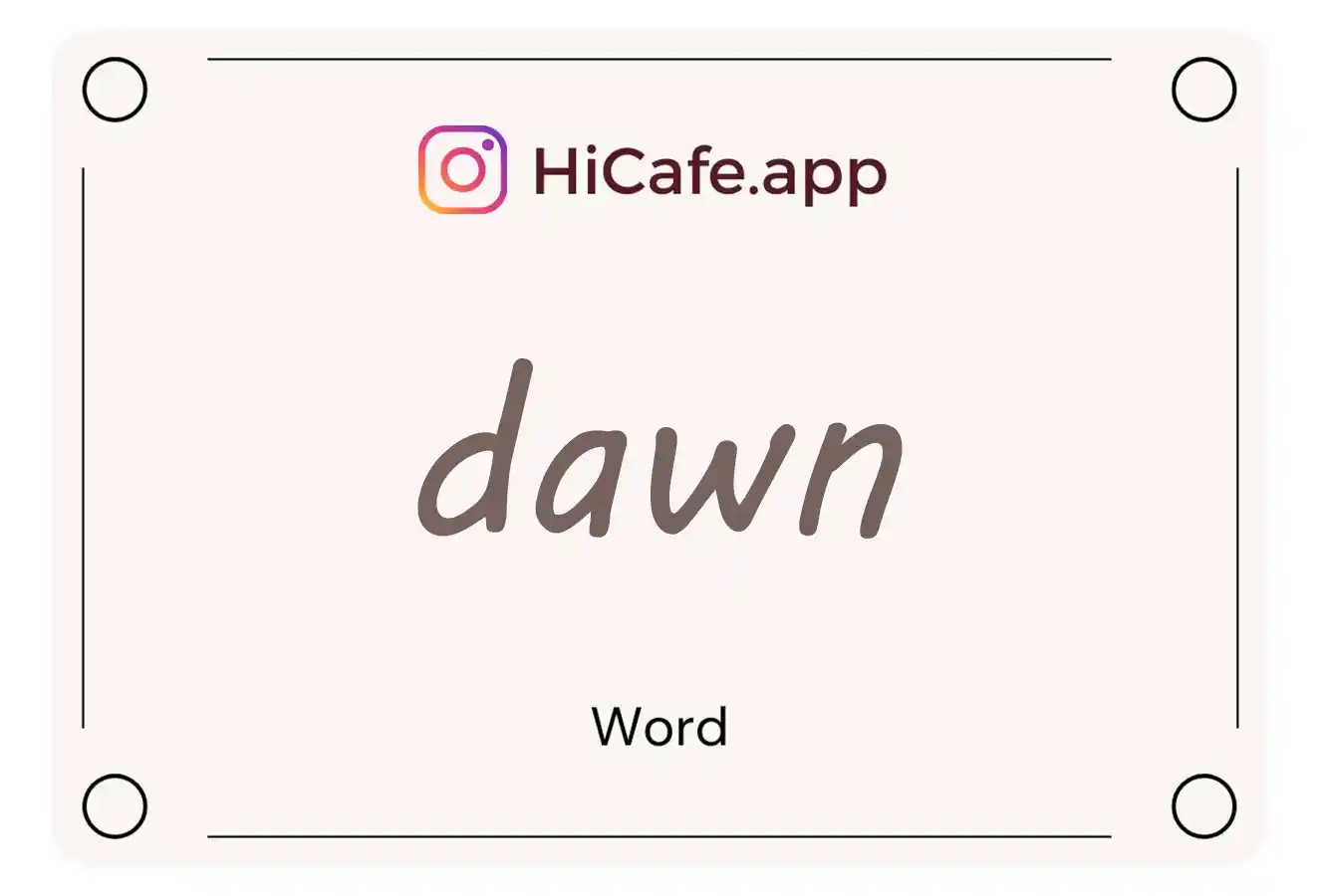 Meaning and usage of dawn word