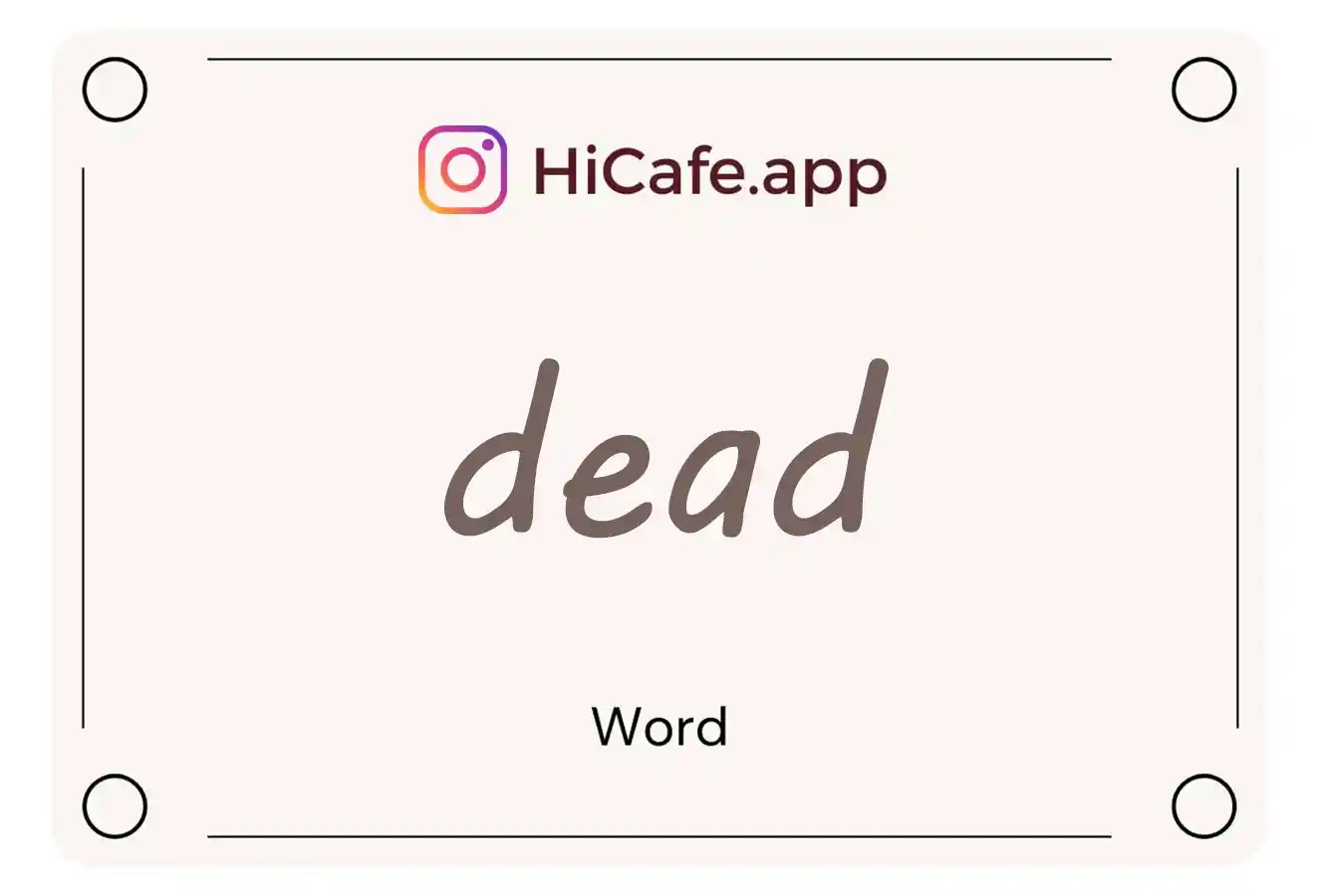 Meaning and usage of dead word