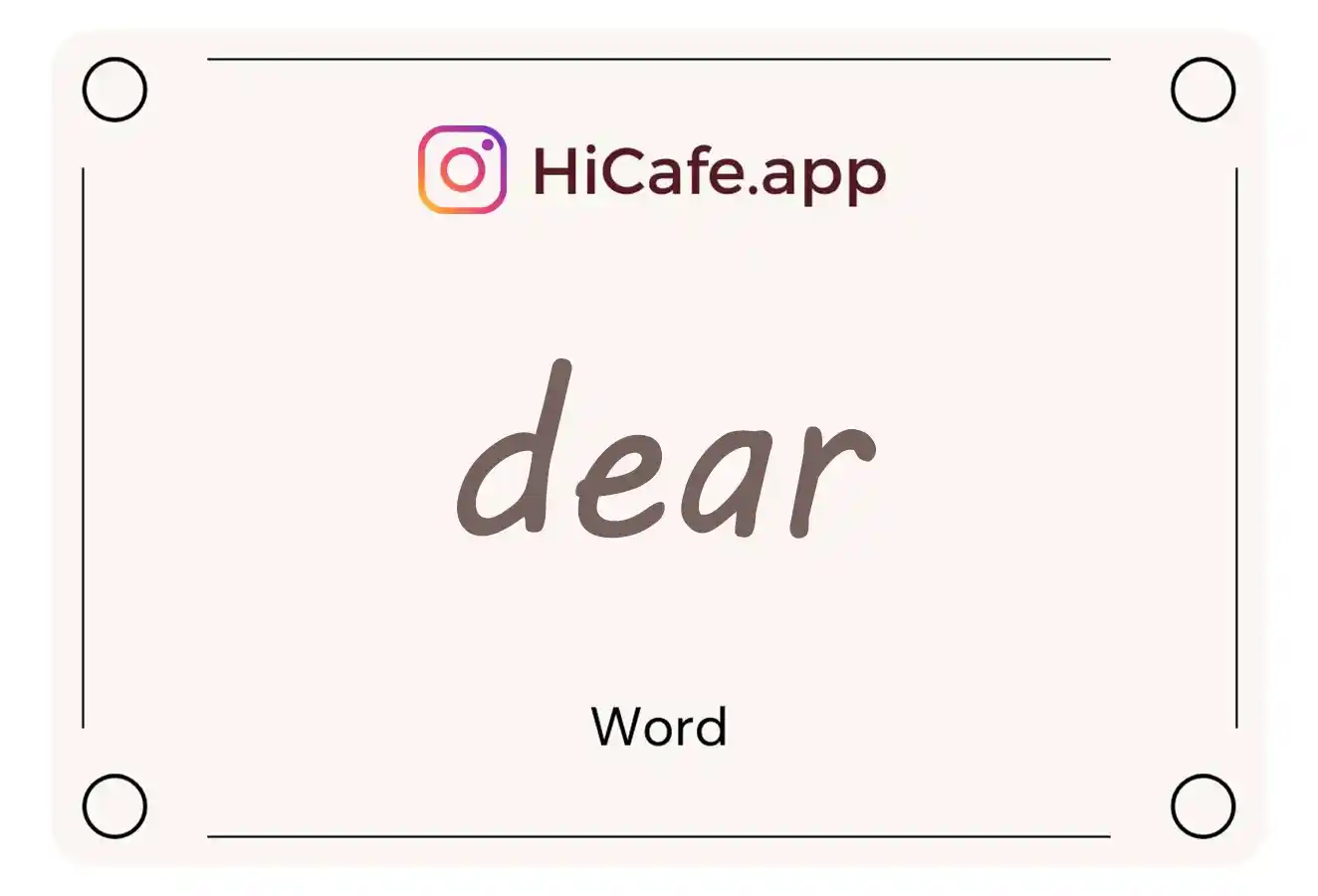 Meaning and usage of dear word