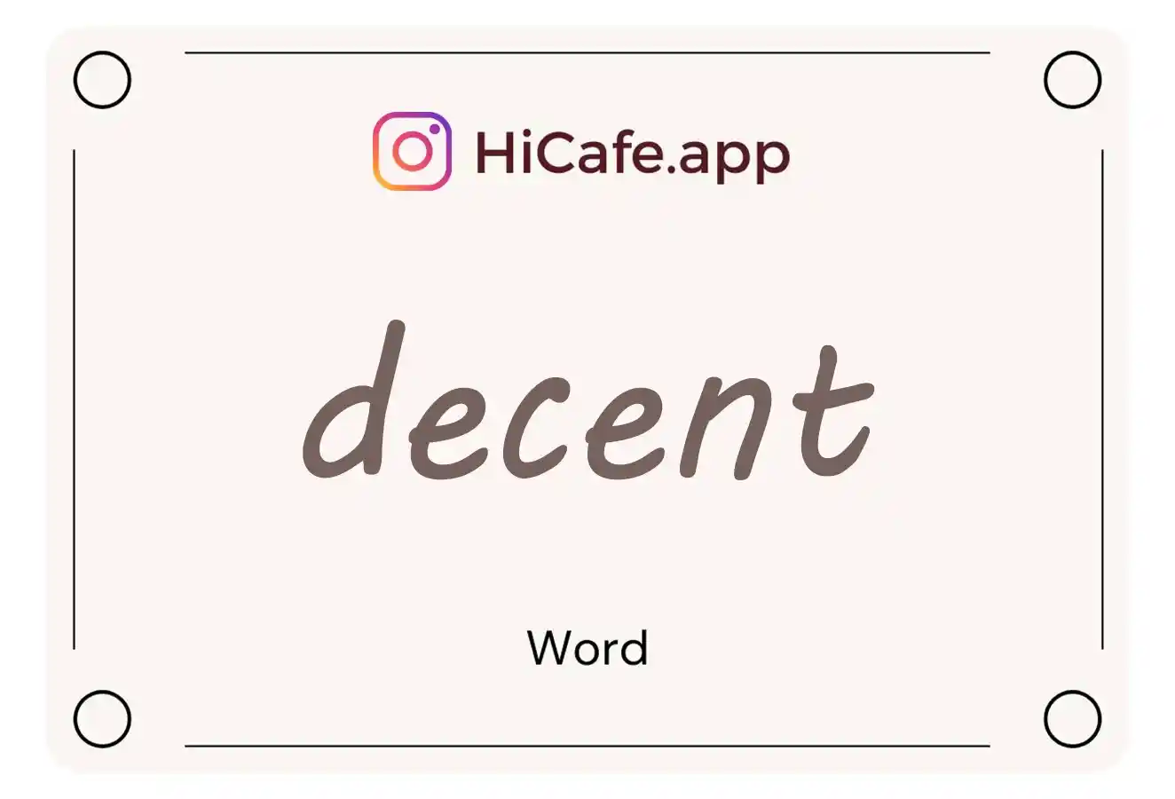 Meaning and usage of decent word