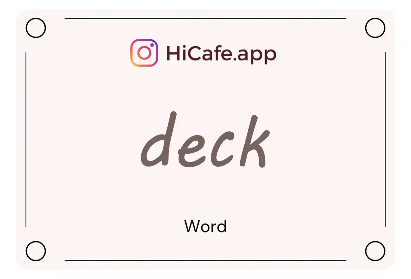 Meaning and usage of deck word