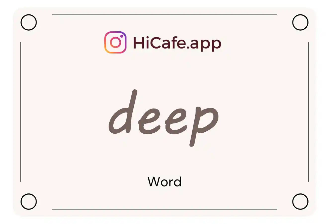 Meaning and usage of deep word