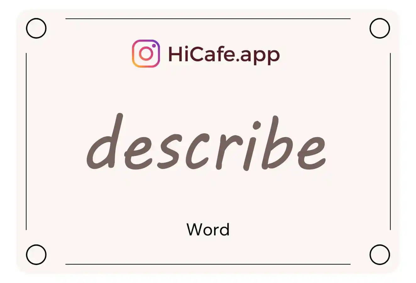 Meaning and usage of describe word