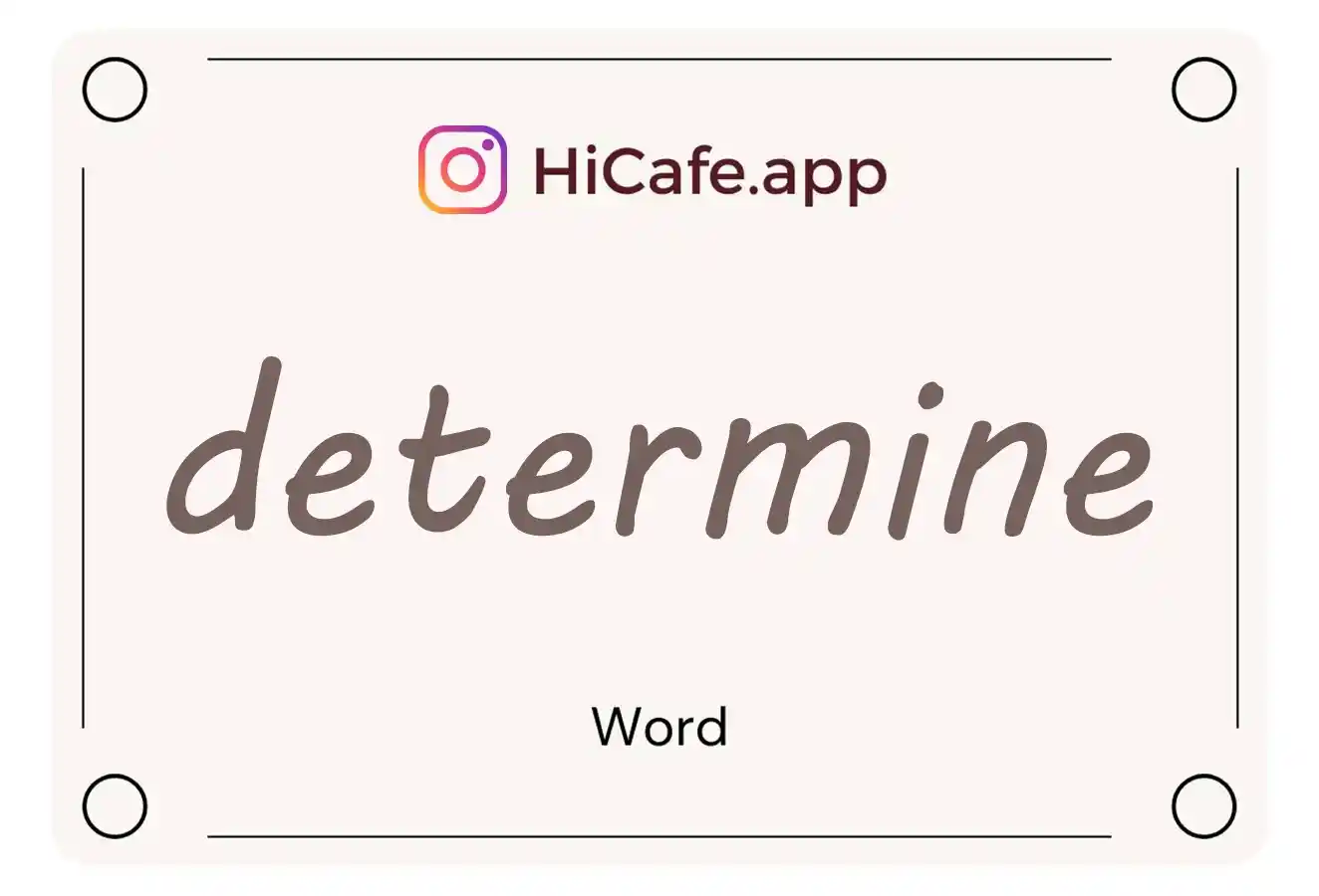 Meaning and usage of determine word