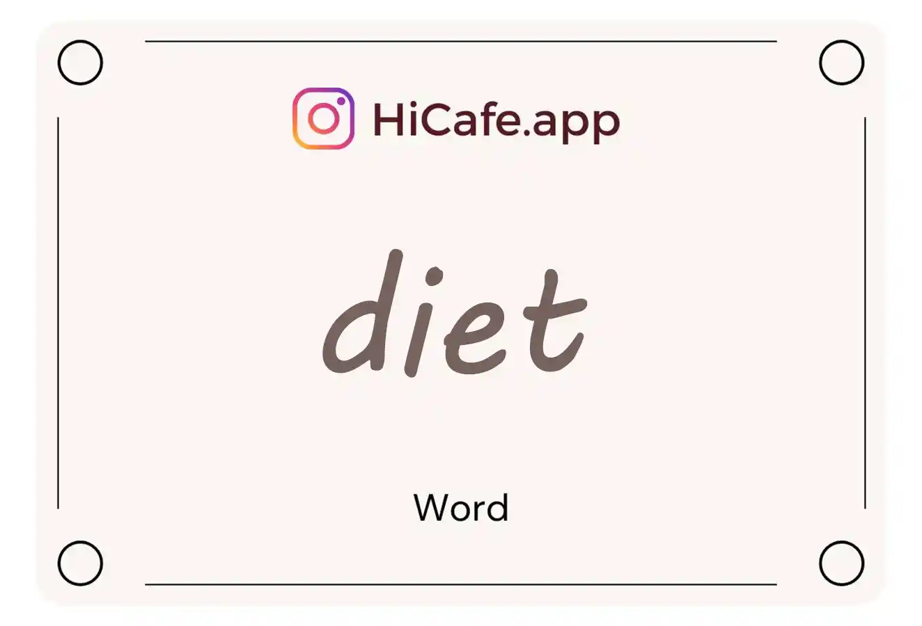 Meaning and usage of diet word