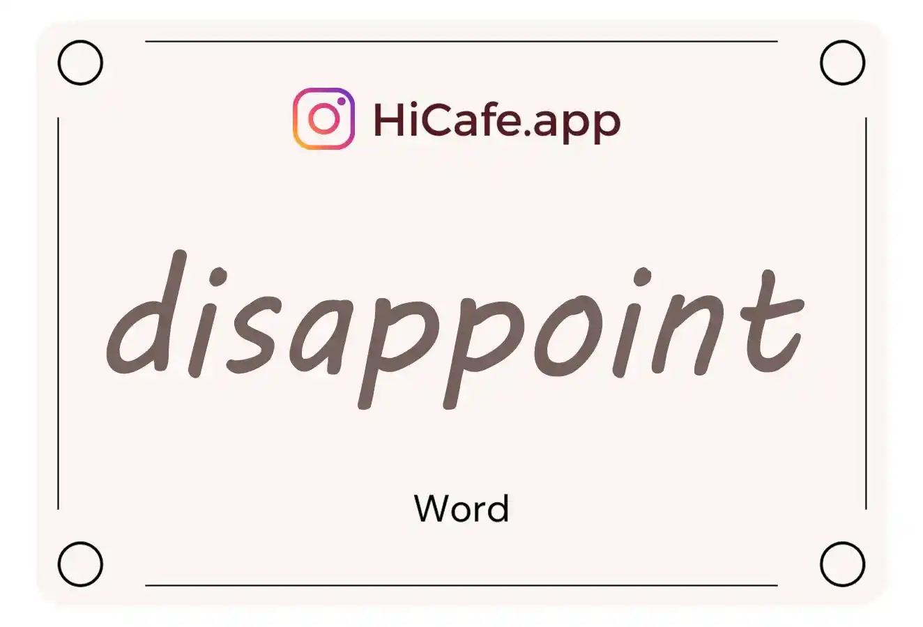 Meaning and usage of disappoint word