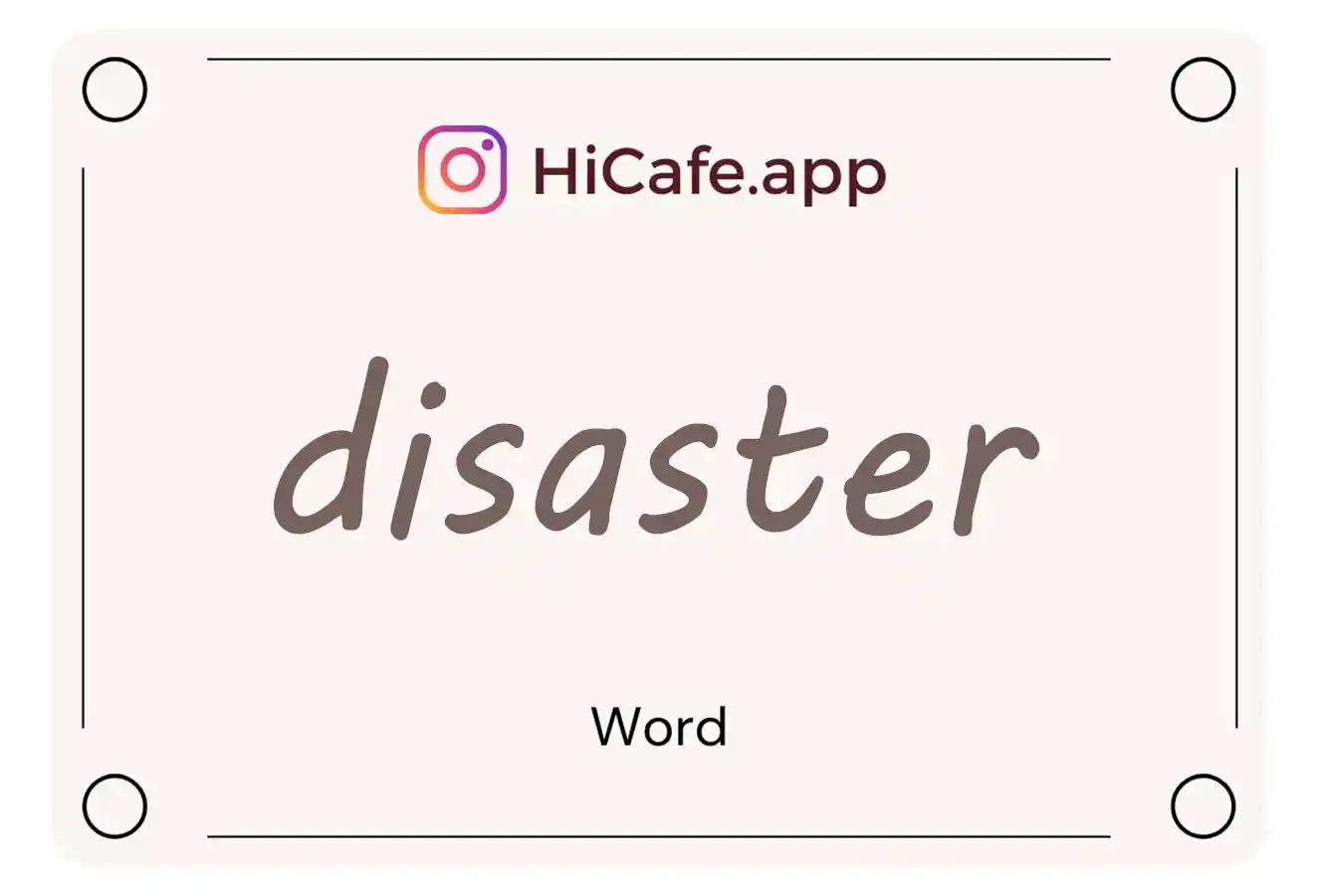 Meaning and usage of disaster word