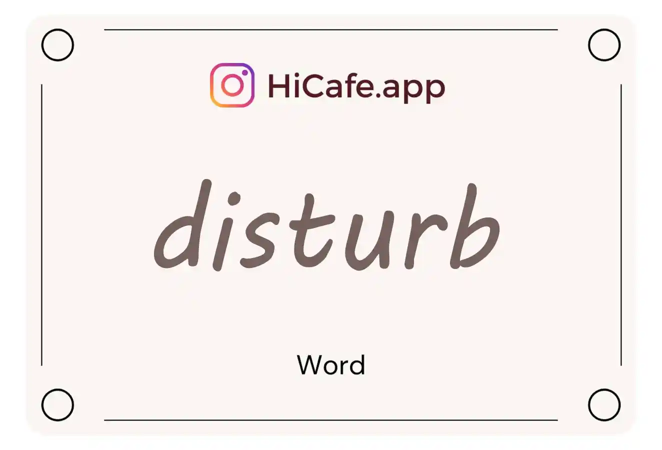 Meaning and usage of disturb word