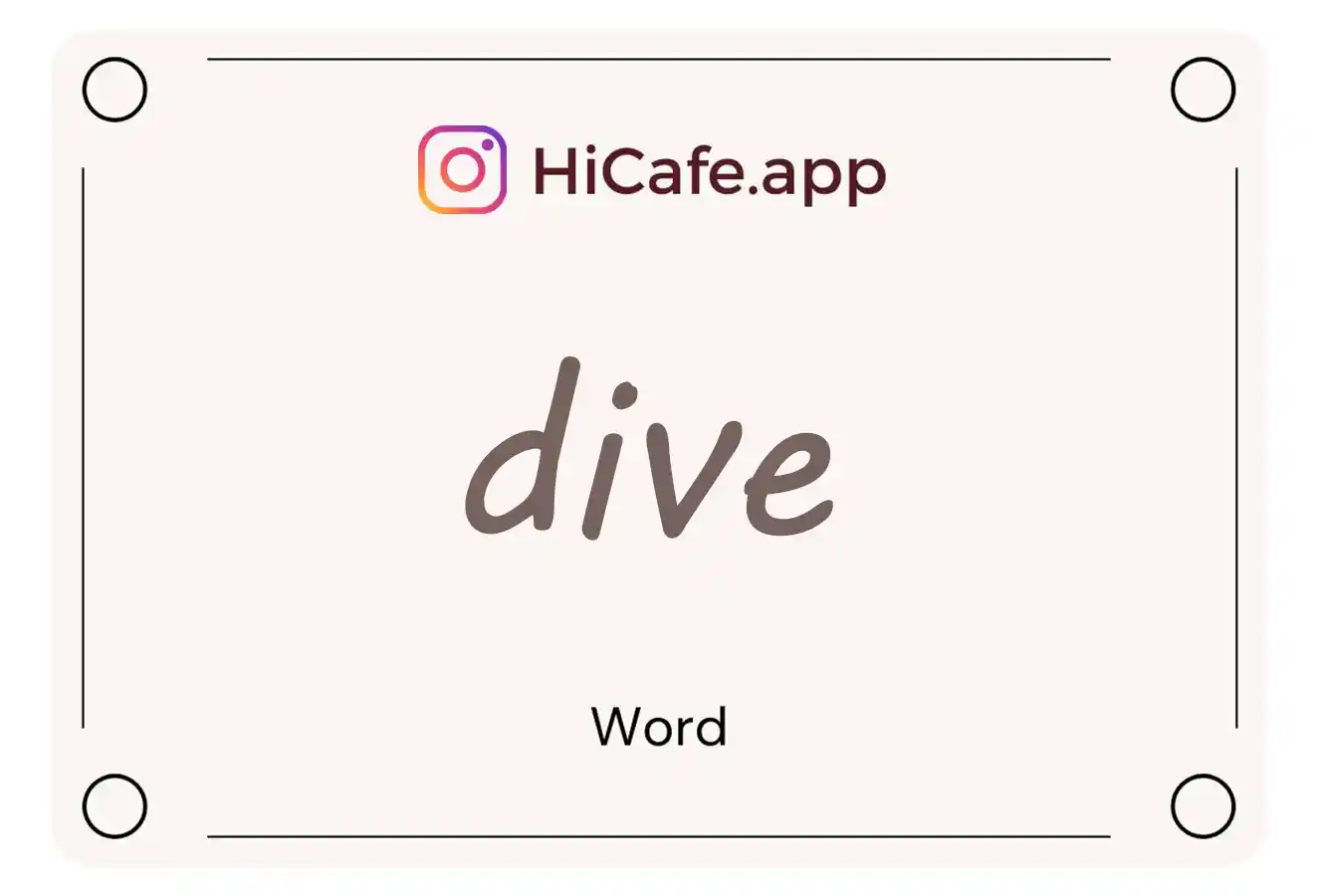 Meaning and usage of dive word