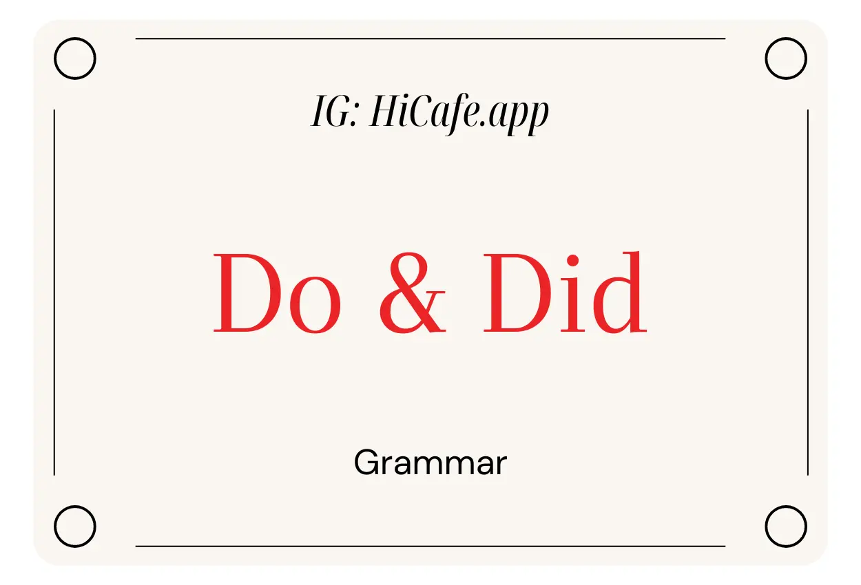 English Grammar Do And Did