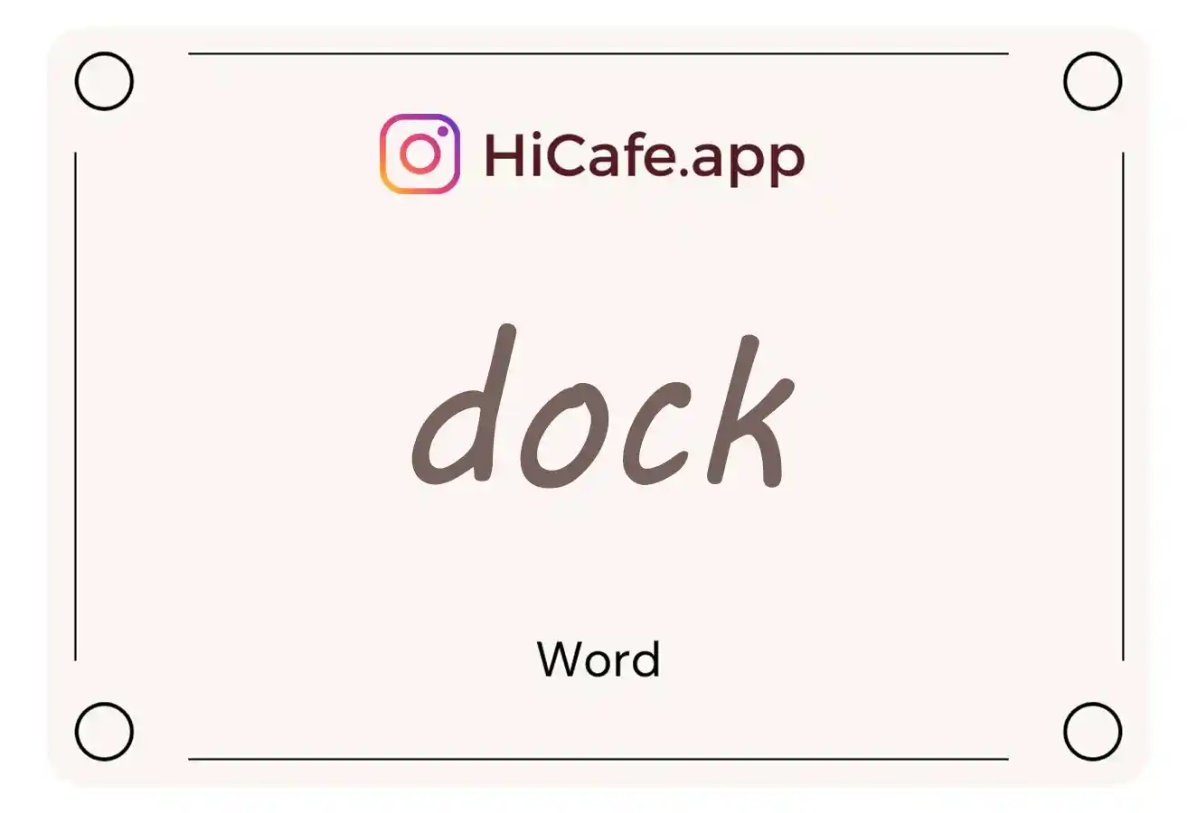 Meaning and usage of dock word