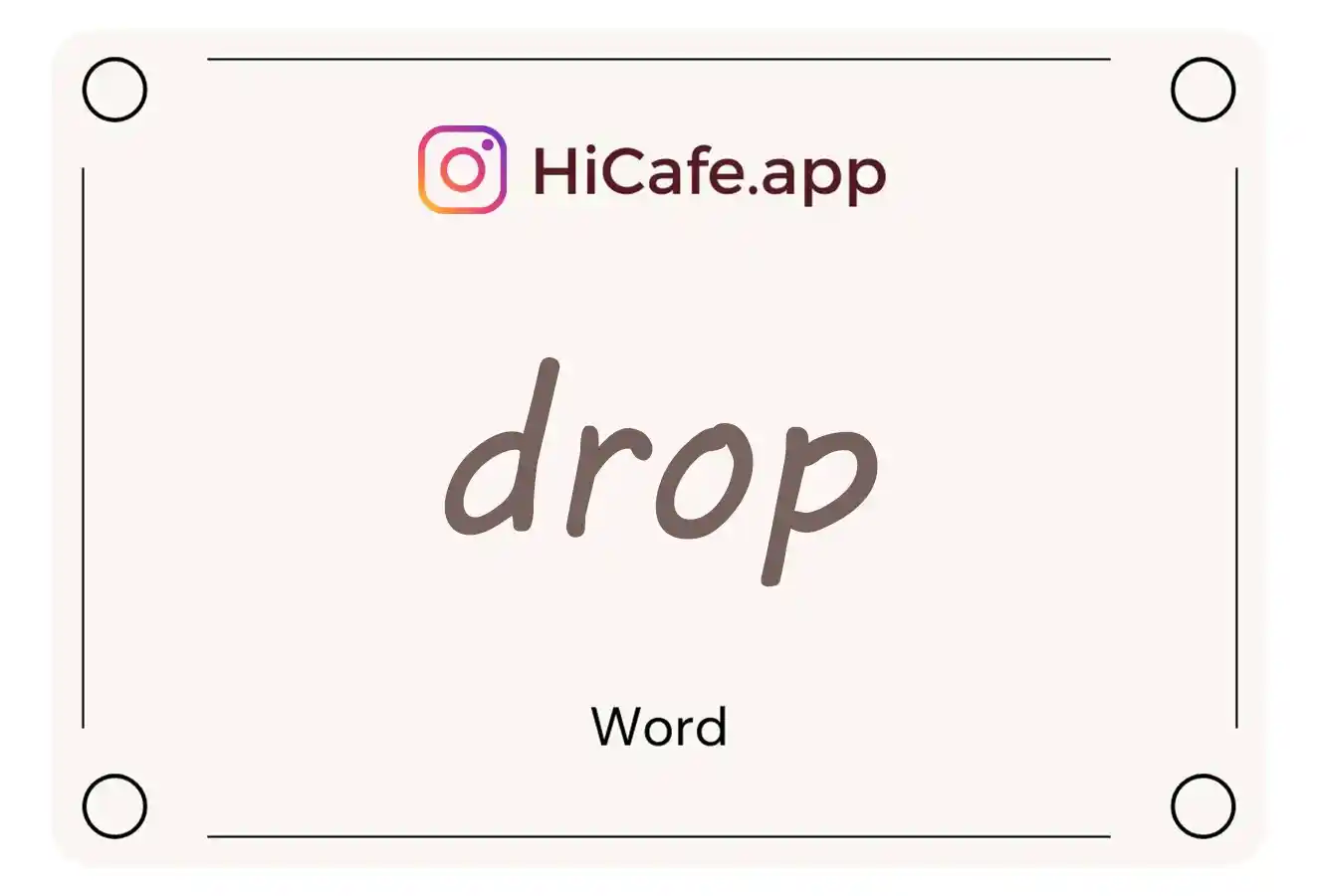 Meaning and usage of drop word