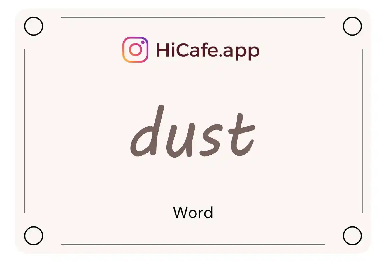 Meaning and usage of dust word