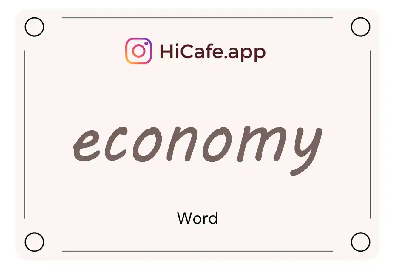 Meaning and usage of economy word