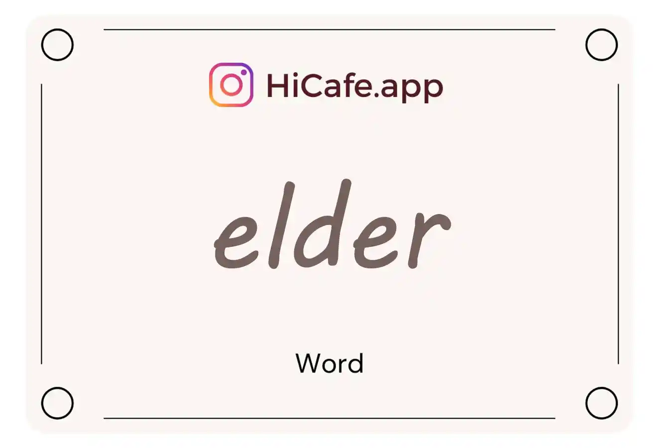 Meaning and usage of elder word