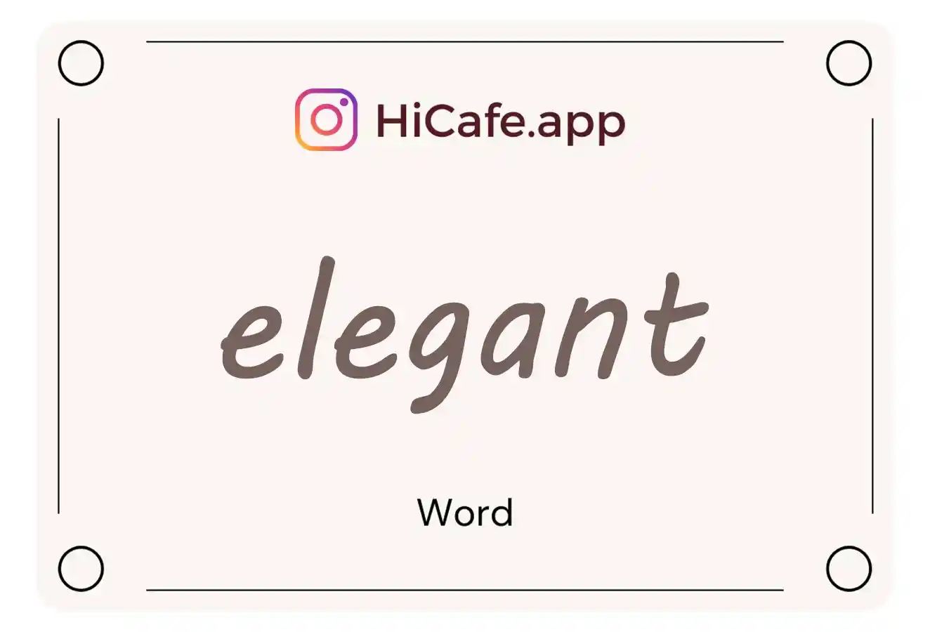 Meaning and usage of elegant word