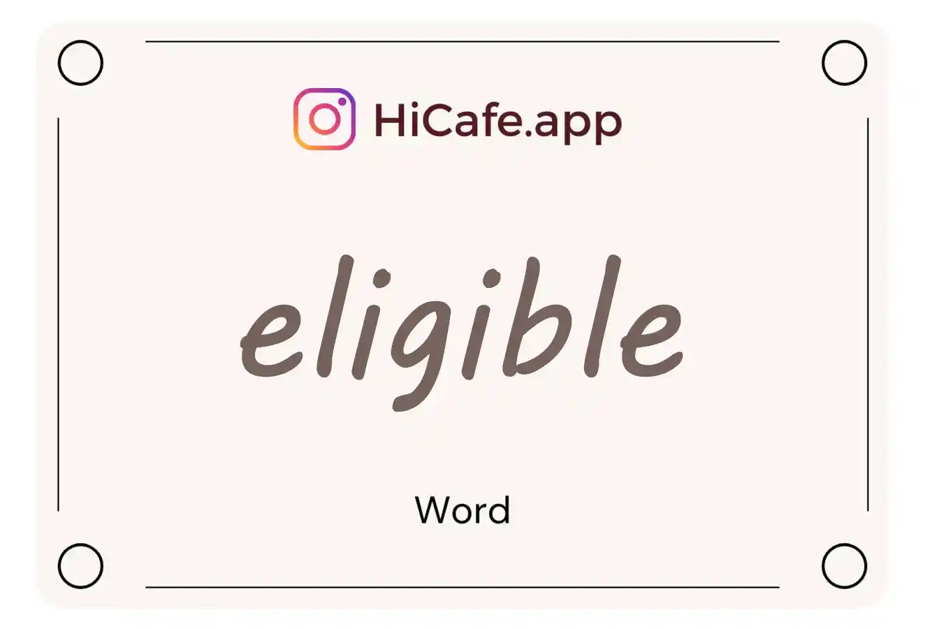 Meaning and usage of eligible word