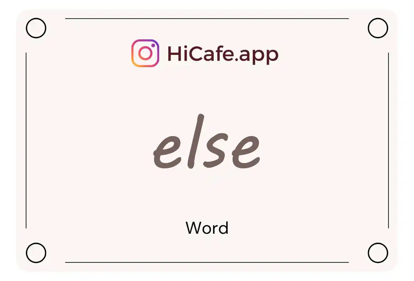 Meaning and usage of else word