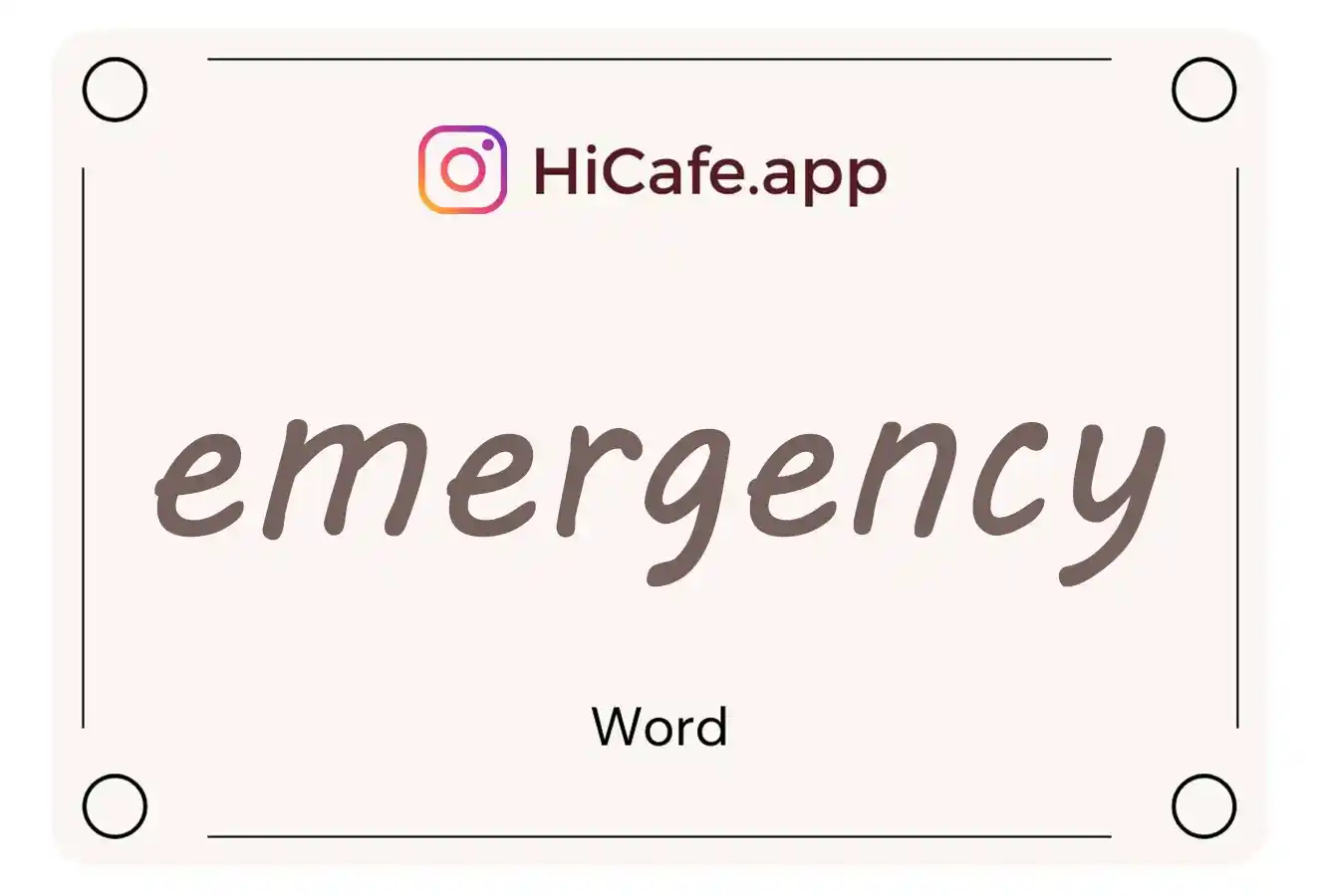 Meaning and usage of emergency word