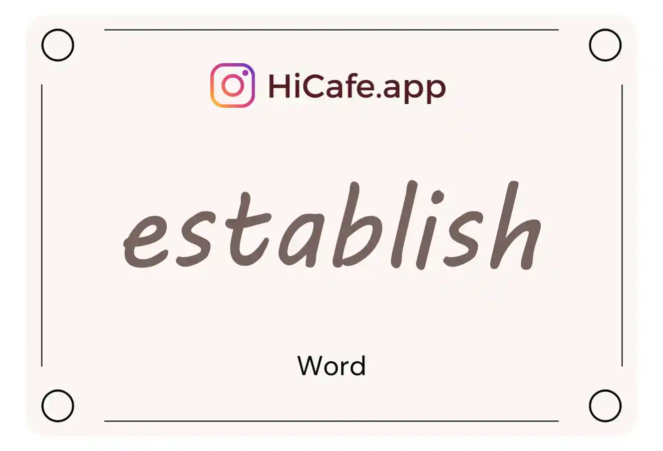 Meaning and usage of establish word
