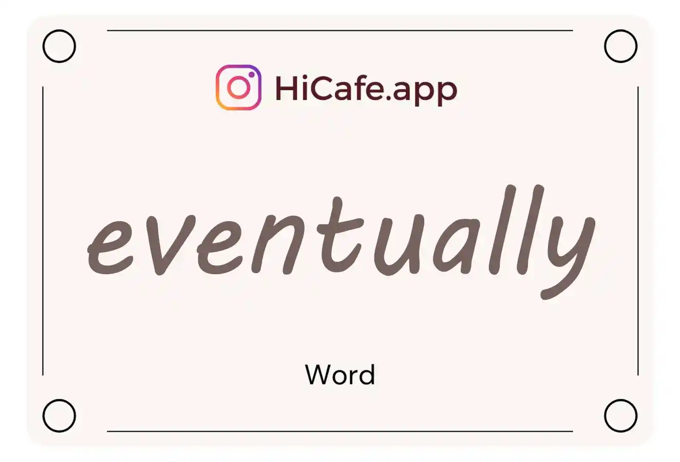 Meaning and usage of eventually word