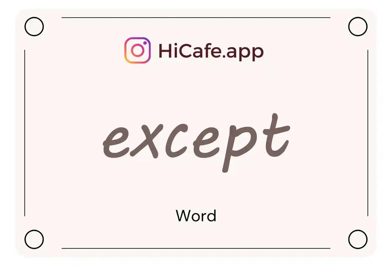 Meaning and usage of except word