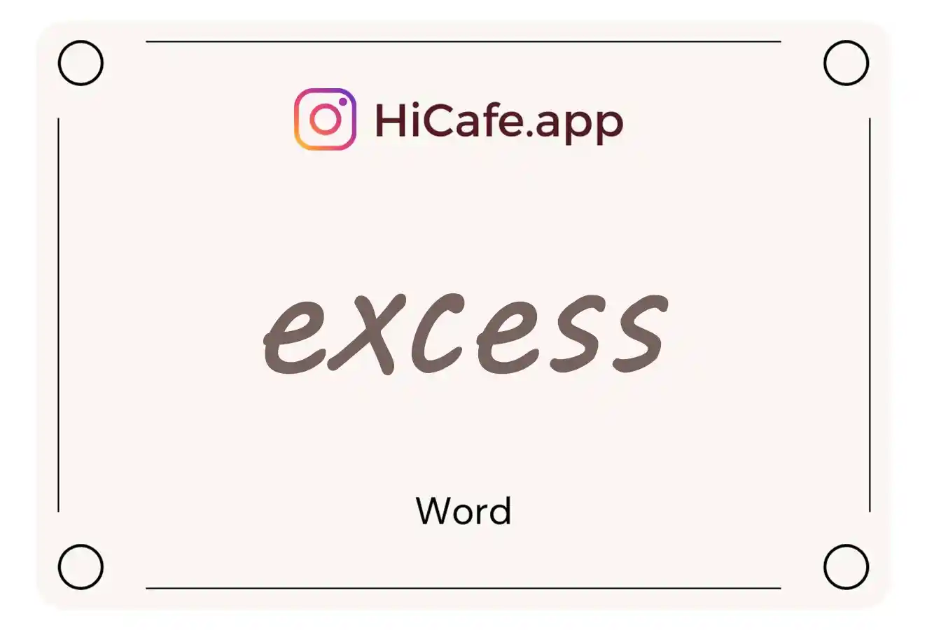 Meaning and usage of excess word