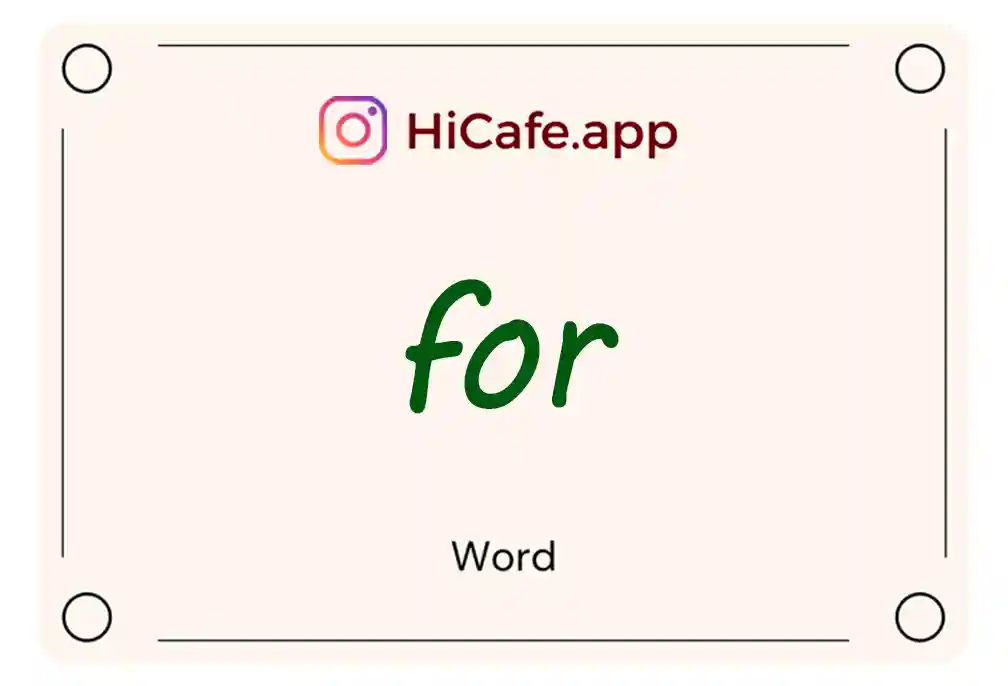 Meaning and usage of for word