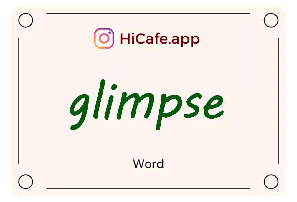 Meaning and usage of glimpse word