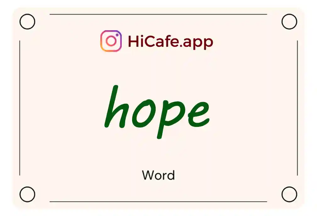 Meaning and usage of hope word