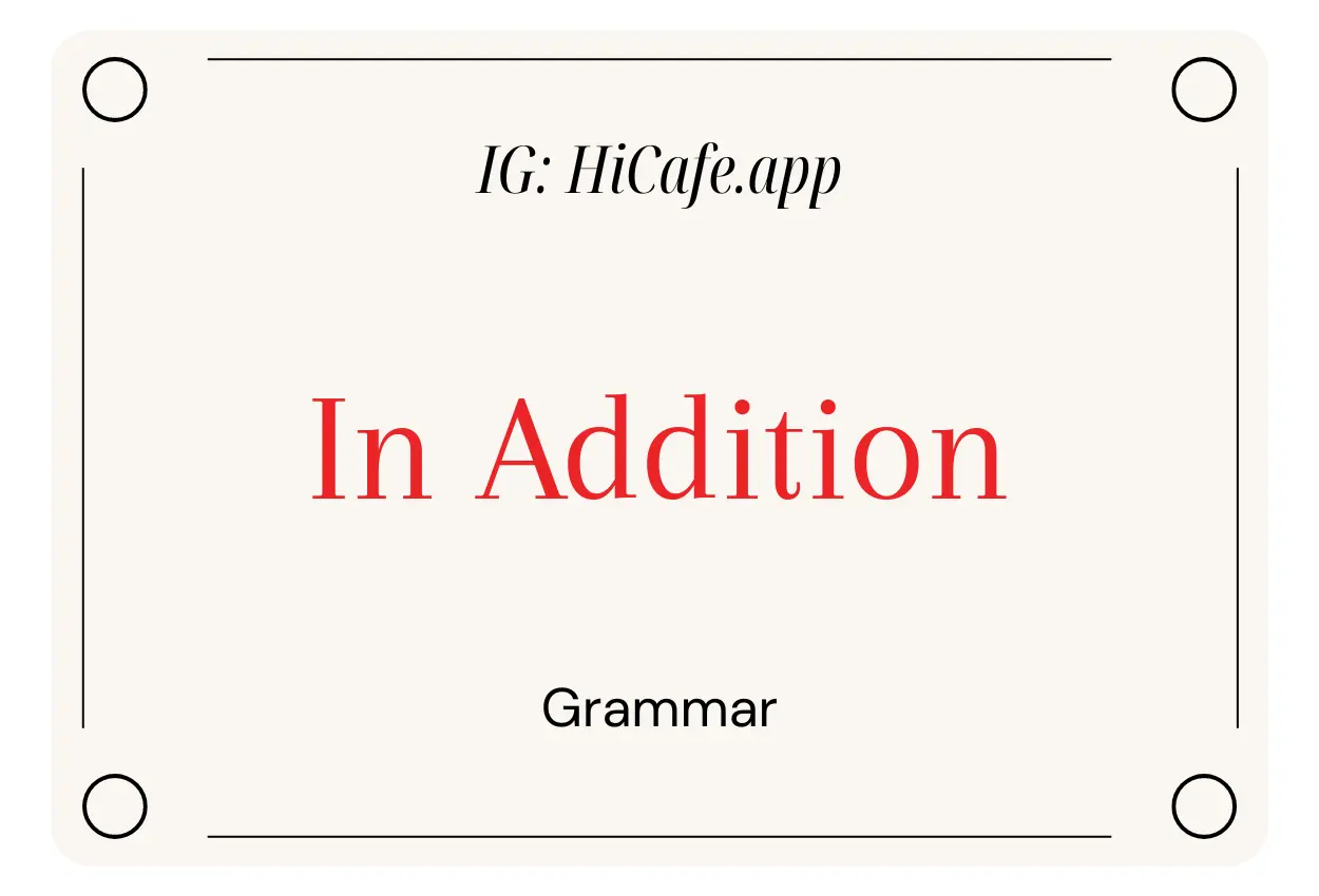 English Grammar In Addition
