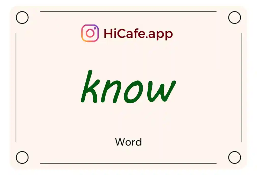 Meaning and usage of know word