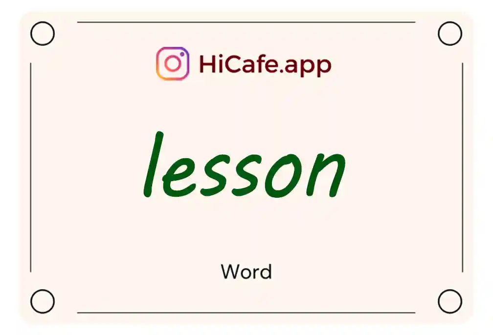 Meaning and usage of lesson word