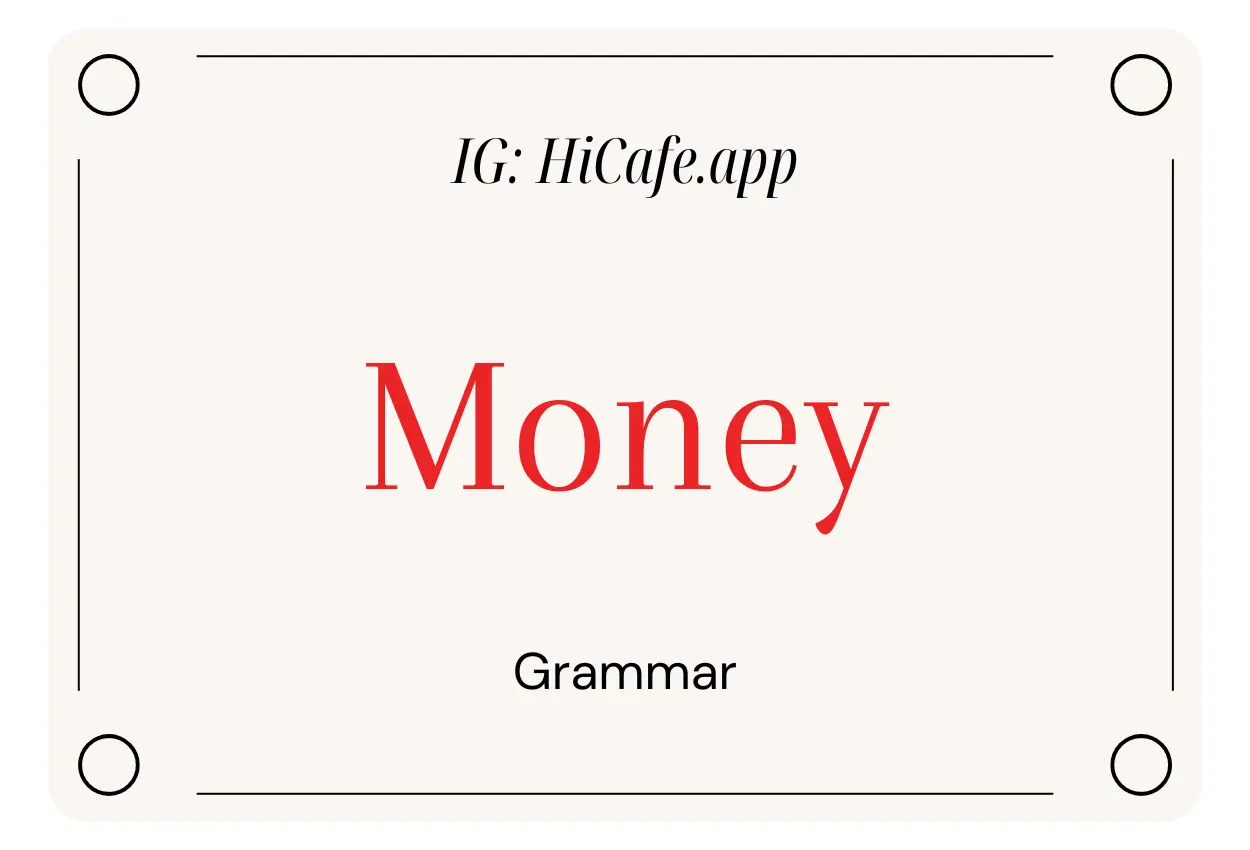 English Grammar Money