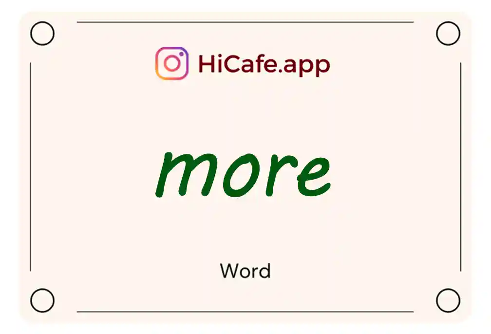 Meaning and usage of more word