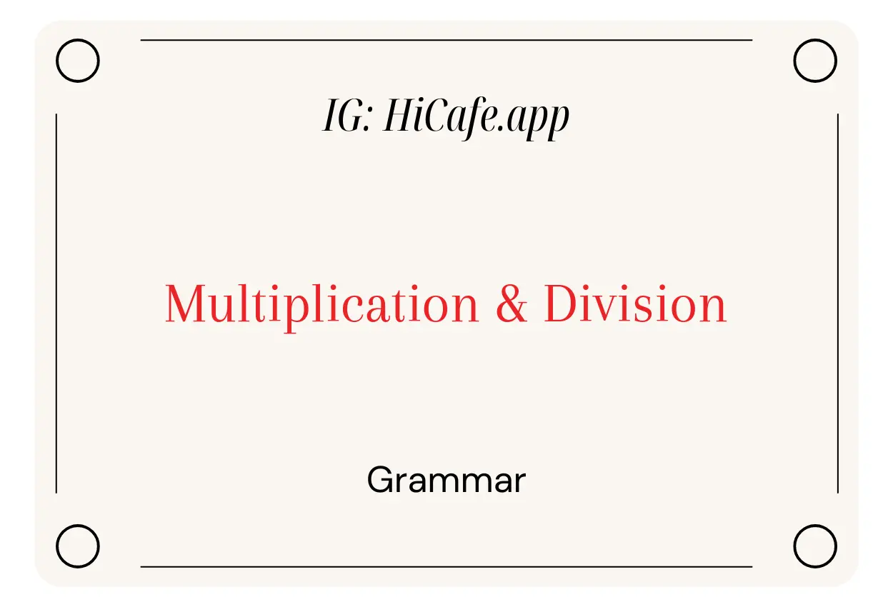 English Grammar Multiplication And Division
