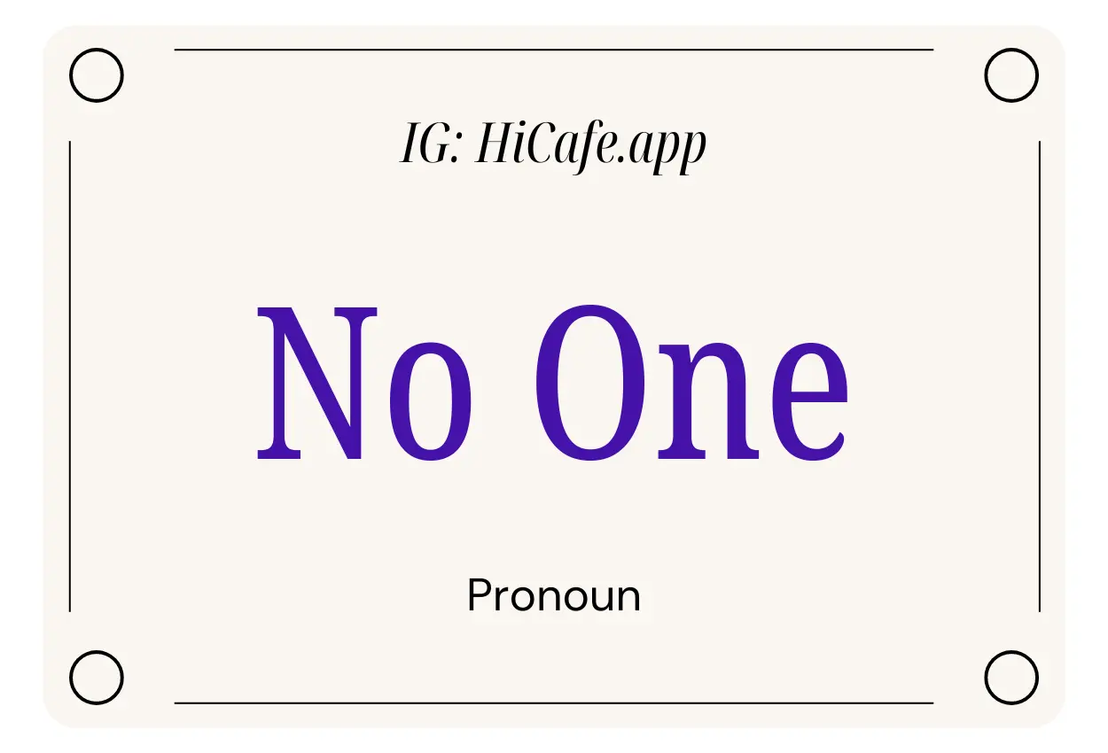 English Pronoun No One
