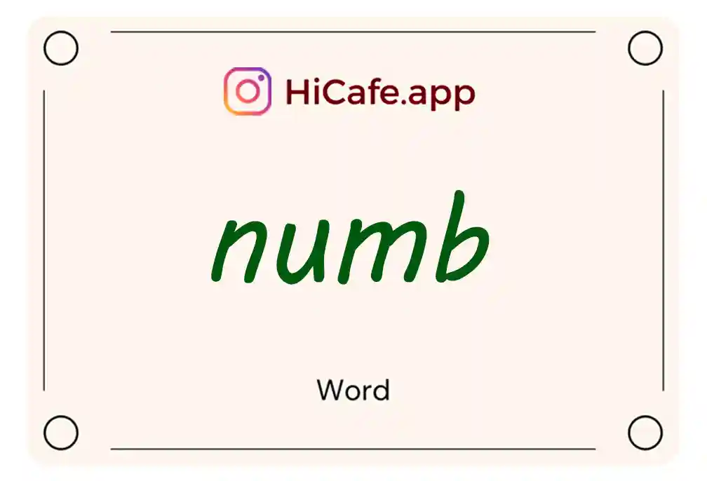 Meaning and usage of numb word