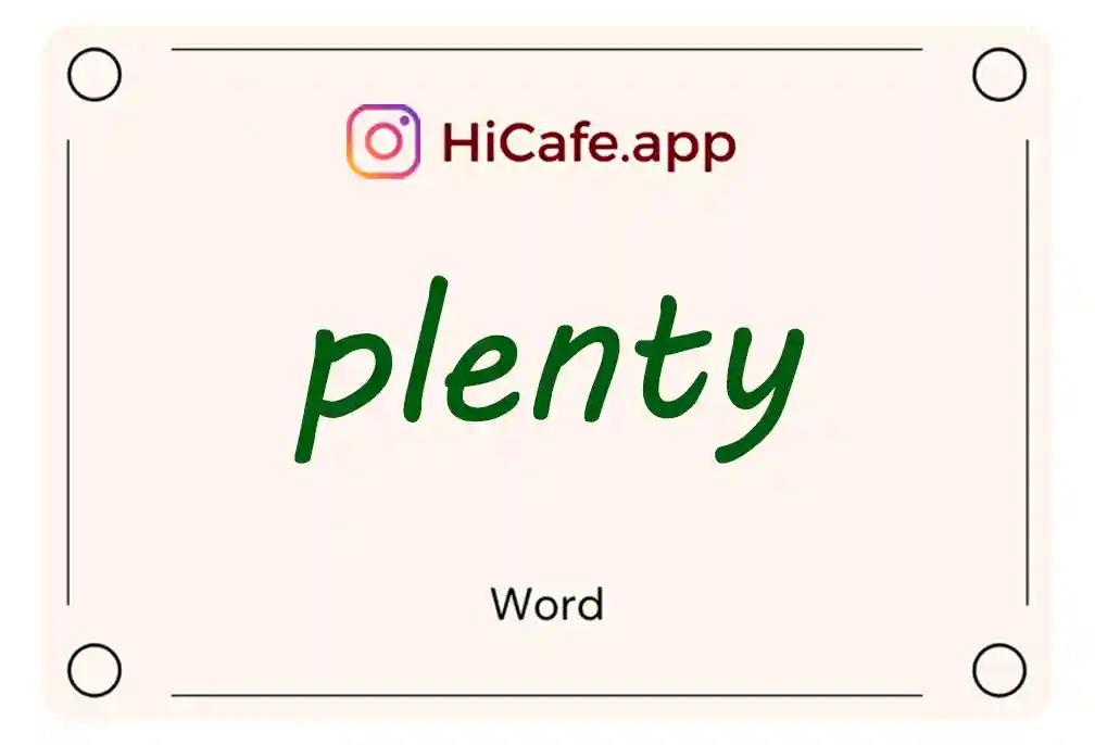 Meaning and usage of plenty word