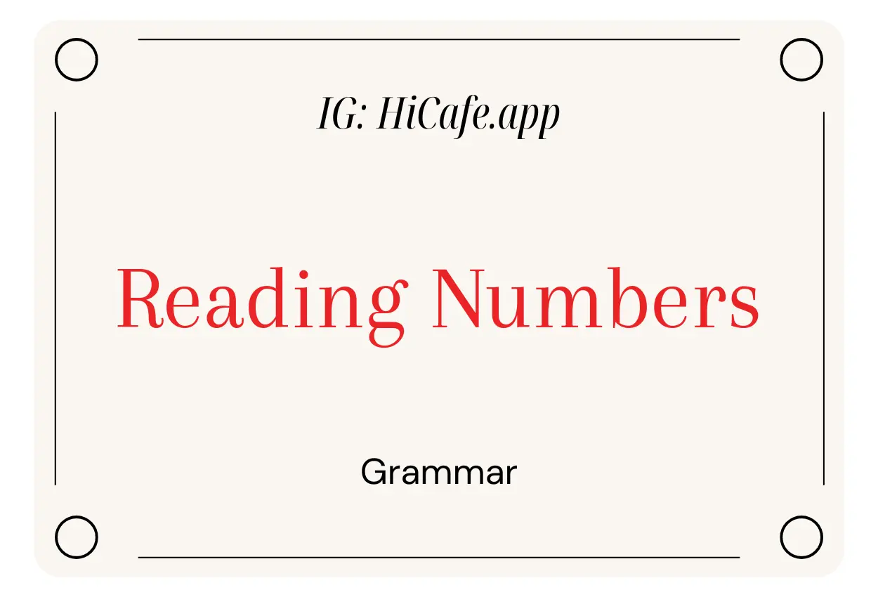 English Grammar Reading Numbers